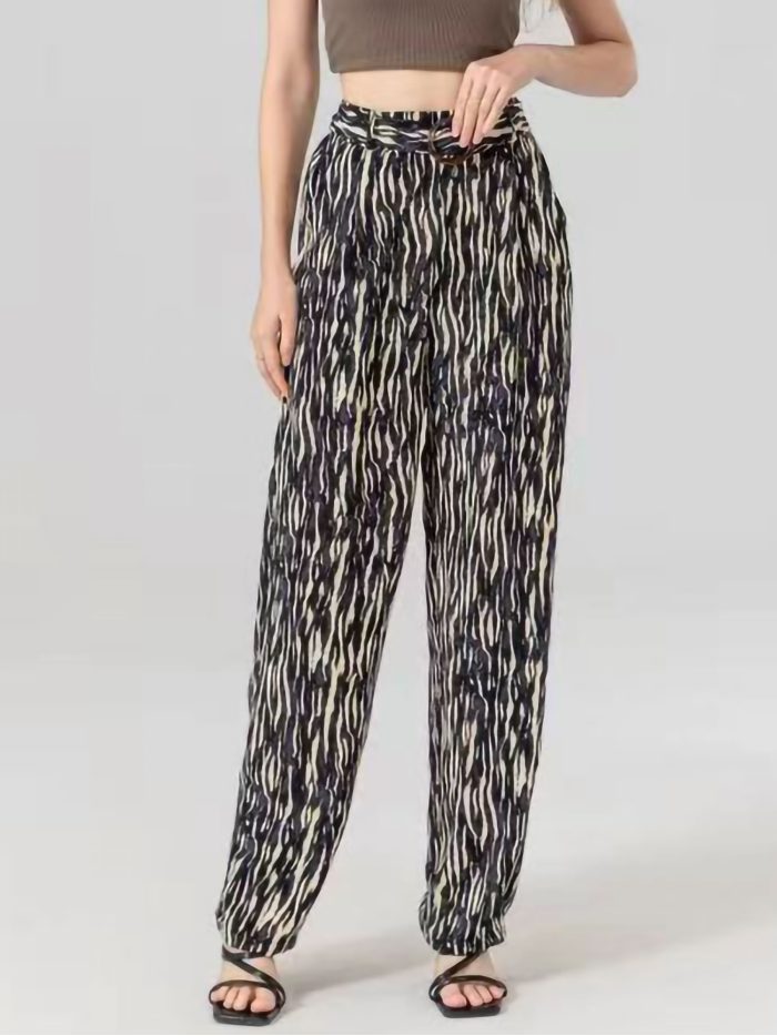 Pantalón estampado cinturón