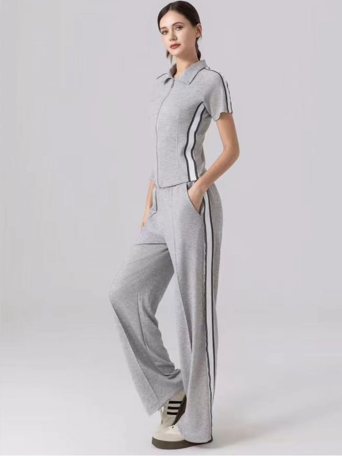 Ensemble veste zippée et pantalon à bandes latérales