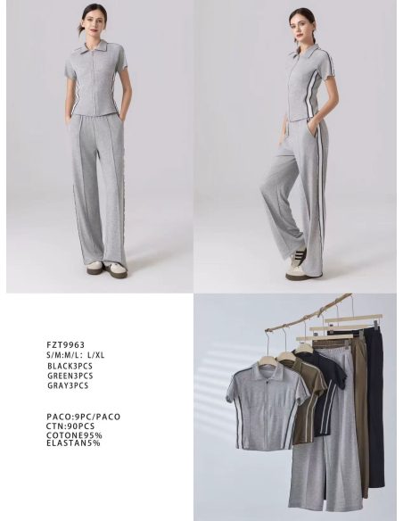 Ensemble veste zippée et pantalon à bandes latérales