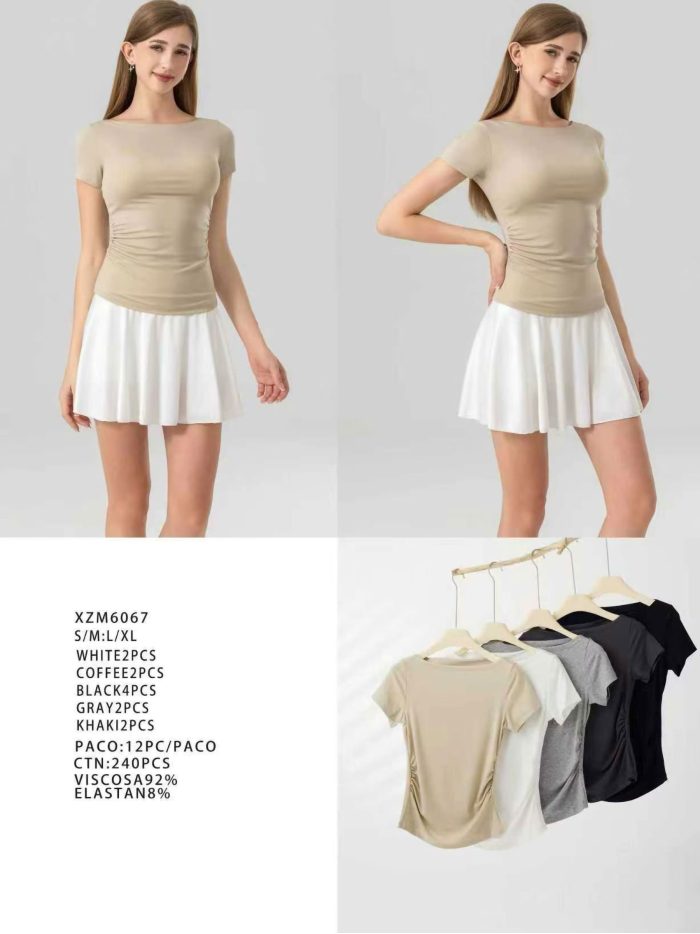 Camiseta entallada frunces laterales