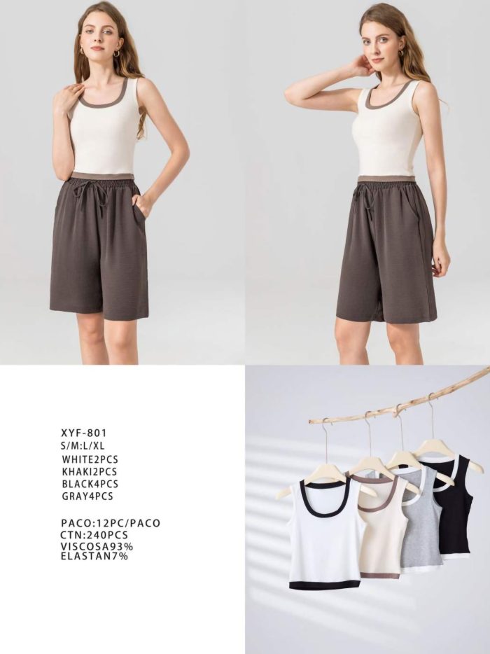 Top sin mangas ribete en contraste