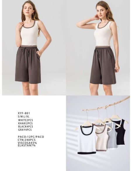 Top sin mangas ribete en contraste