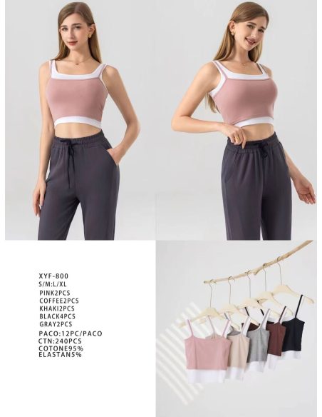 Haut court bicolore avec bordure contrastée