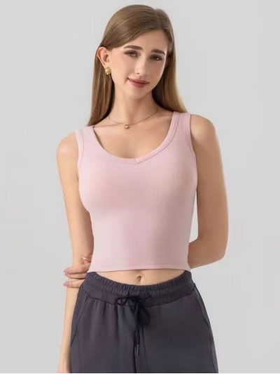 Top canalé de escote pico