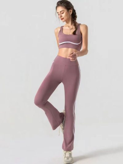 Co-Ord sports top & side stripe leggings