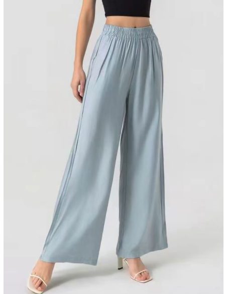 Pantaloni a gamba larga con elastico in vita