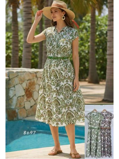 Vestido camisero midi boho cinturón 2