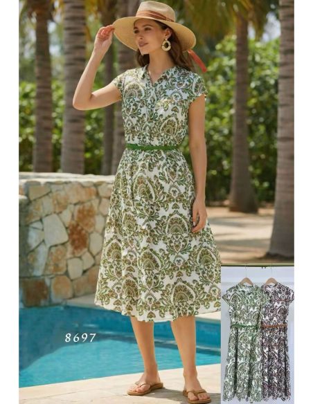 Vestido camisero midi boho cinturón