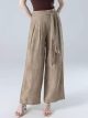 Weit geschnittene Hose in Leinenoptik mit Gürtel