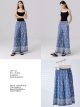 Pantalón wide leg efecto denim estampado boho 