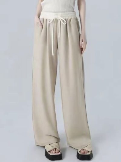 Pantalón recto cintura elástica y cordón