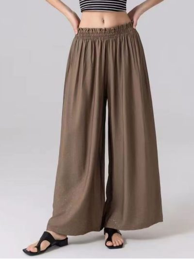 Pantalón wide leg cintura elástica