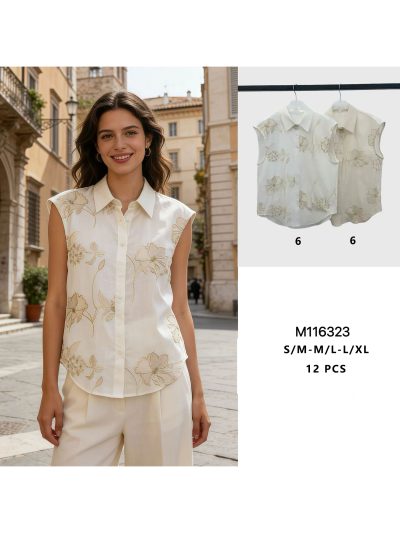 Camisa sin mangas bordada floral 2