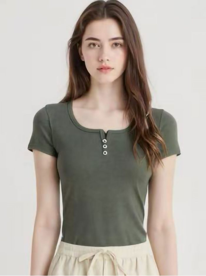 Camiseta canalé con botones