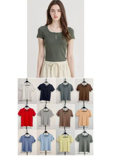 T-shirt côtelé à boutons 2