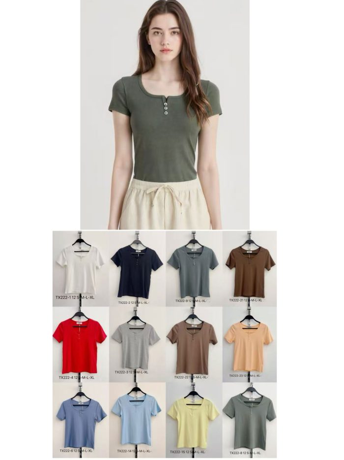 Camiseta canalé con botones