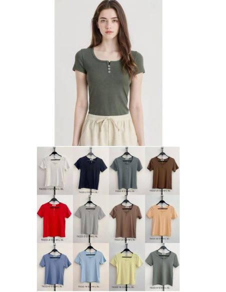 Camiseta canalé con botones