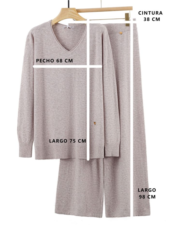 Completo in maglia oversize con scollo a V + pantaloni ZD-6088 - Fornitore di abbigliamento all'ingrosso