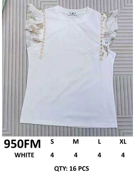 Camiseta floral com mangas franzidas