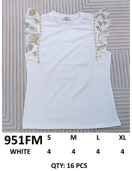 Camiseta manga volantes bordado