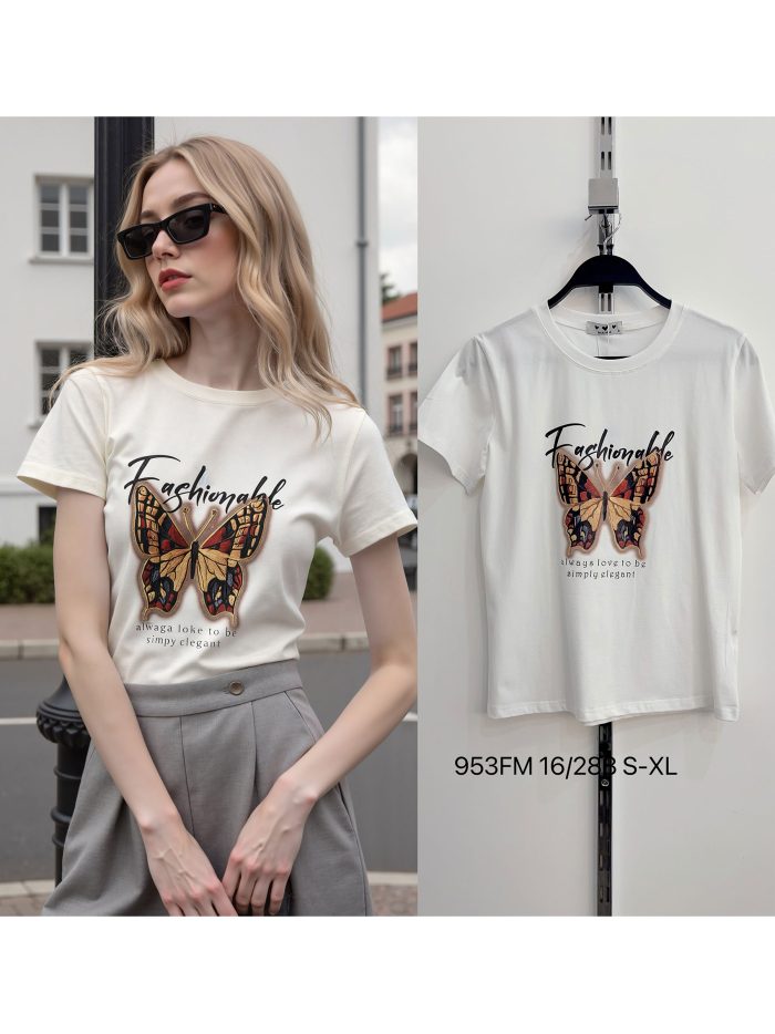 Camiseta moderna com estampa de borboleta