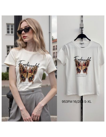 Camiseta moderna com estampa de borboleta