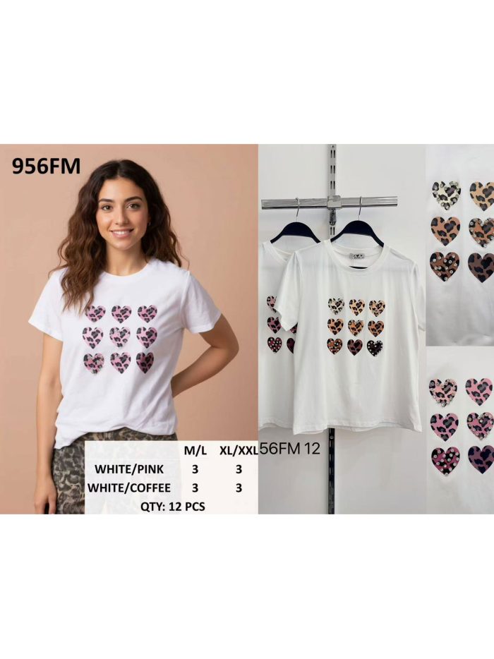 Camiseta corazones animal print