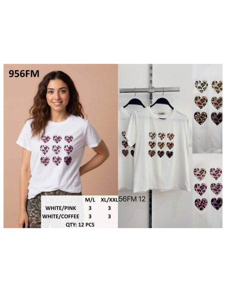 Camiseta corazones animal print