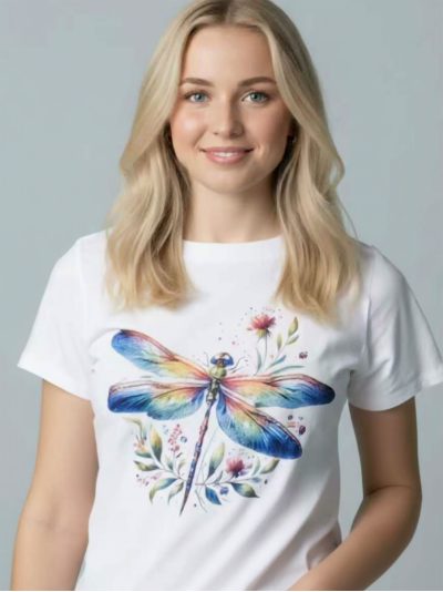 Camiseta libélula estilo acuarela