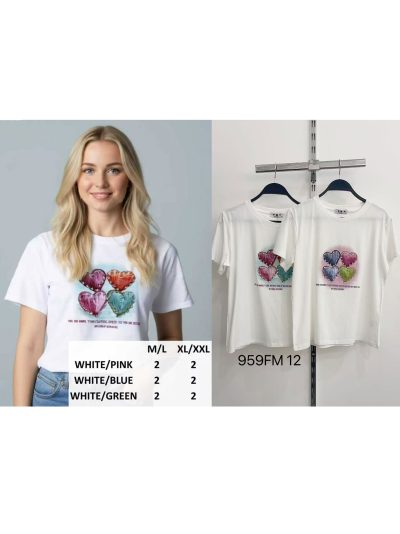 Camiseta cuatro corazones pedrería 2