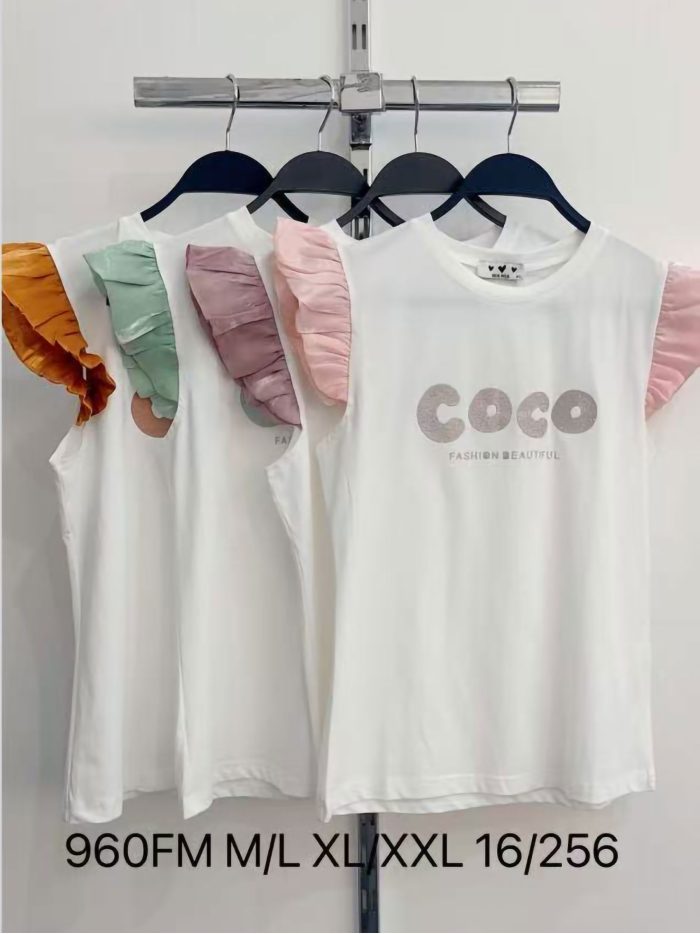 Camiseta coco volantes satinados