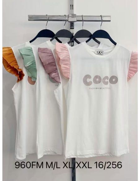 Camiseta coco volantes satinados