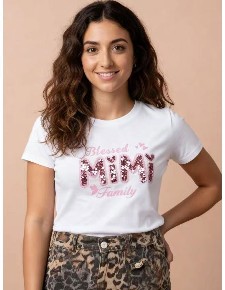 T-shirt à texte pailleté