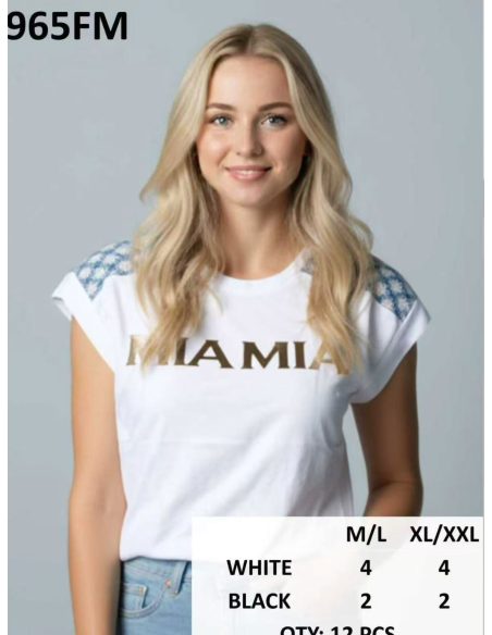 Camiseta texto hombros tweed