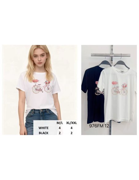 Maglietta stampata con bicicletta e palloncini