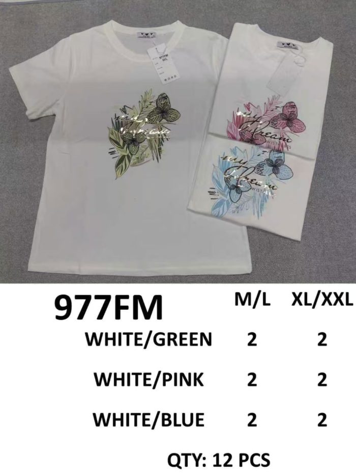 Camiseta mariposa y hojas