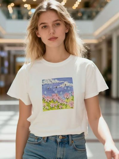 Camiseta estampada paisaje floral