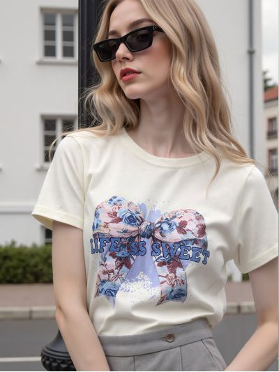 Camiseta lazo floral Life is sweet
