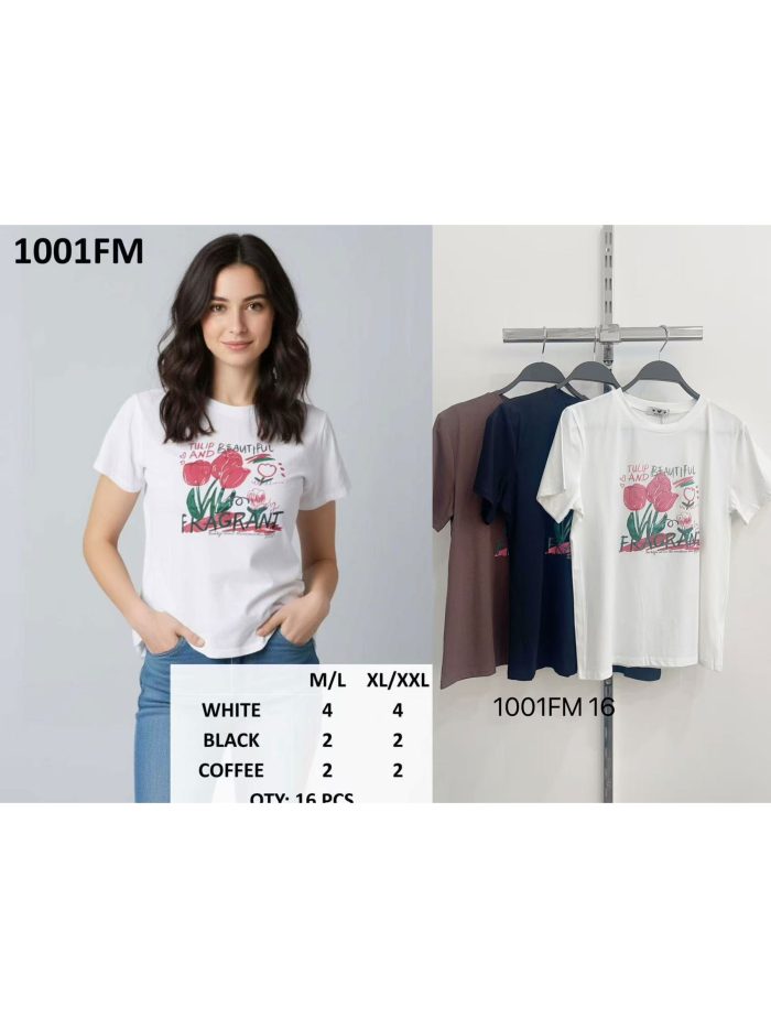 Camiseta com estampa de tulipas