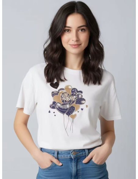 Camiseta estampada globos corazón