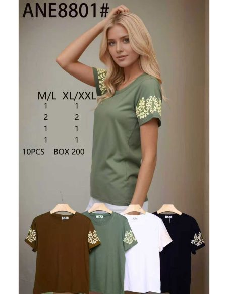 Embroidered sleeve t-shirt