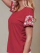 Embroidered sleeve t-shirt