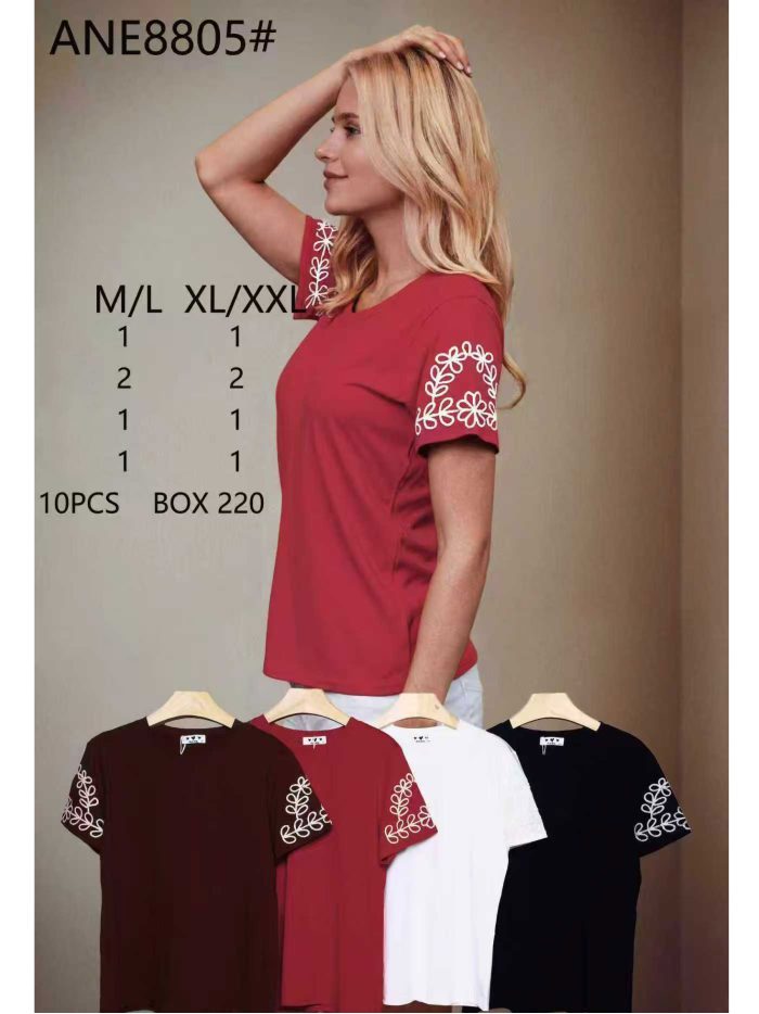 Embroidered sleeve t-shirt