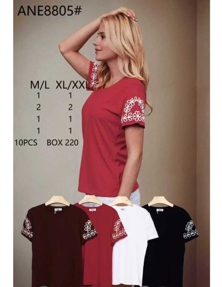 Embroidered sleeve t-shirt