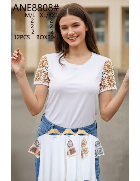 T-shirt à manches crochetées