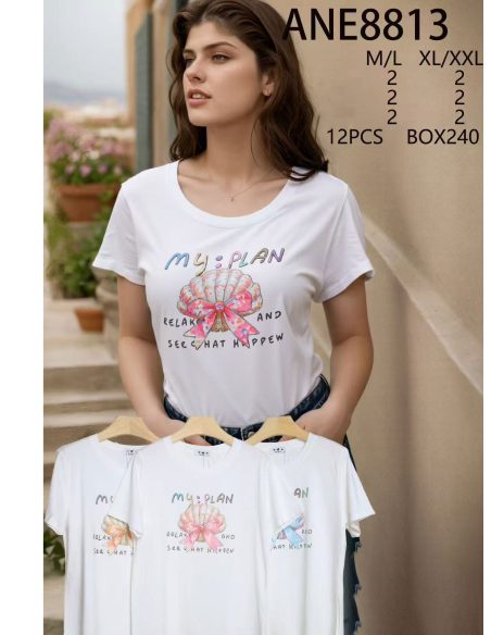 T-shirt con stampa a conchiglia e fiocco