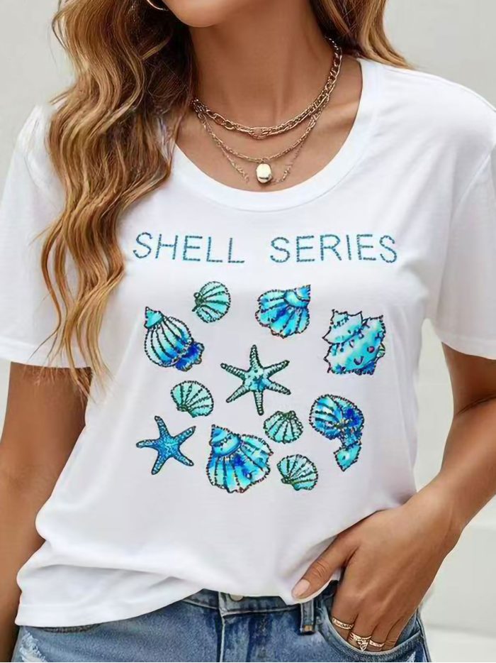 T-Shirt mit Muschelmuster