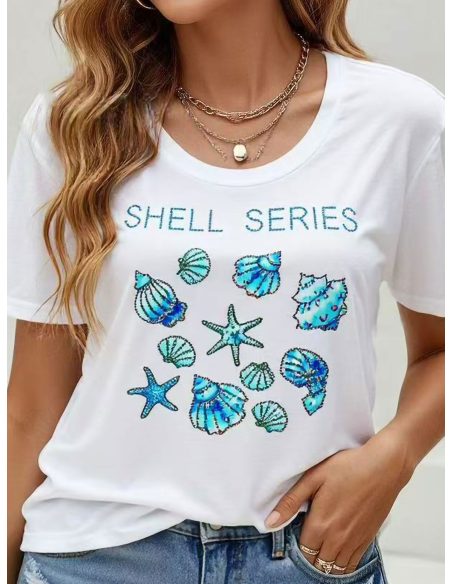 T-Shirt mit Muschelmuster