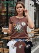 Multicolor floral t-shirt with appliqué