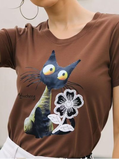 Camiseta estampada gato